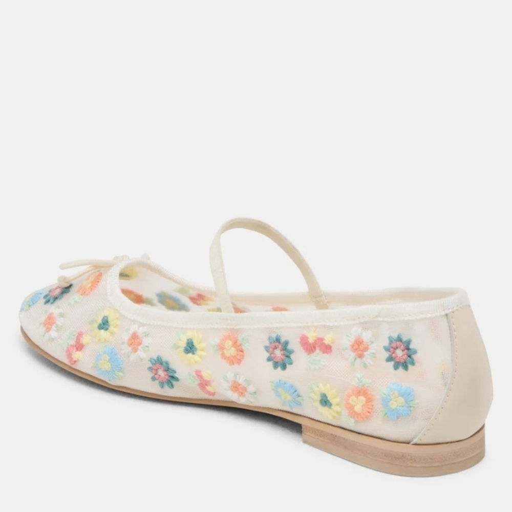 💛▪️Dolce Vita ▪️Floral Ivory Mesh CADEL Embroidered Ballet Flats Size 7 8 - Picture 8 of 12